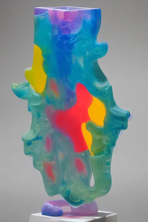 Prompt: translucent silicone rubber abstract sculpture on display