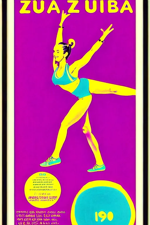 Image similar to 1970s zumba fitness art poster