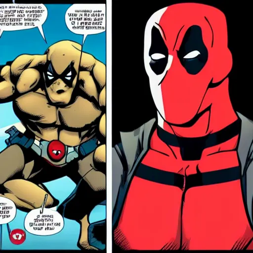 Image similar to John Cena vs Deadpool, comic book panels, epic, 8k,