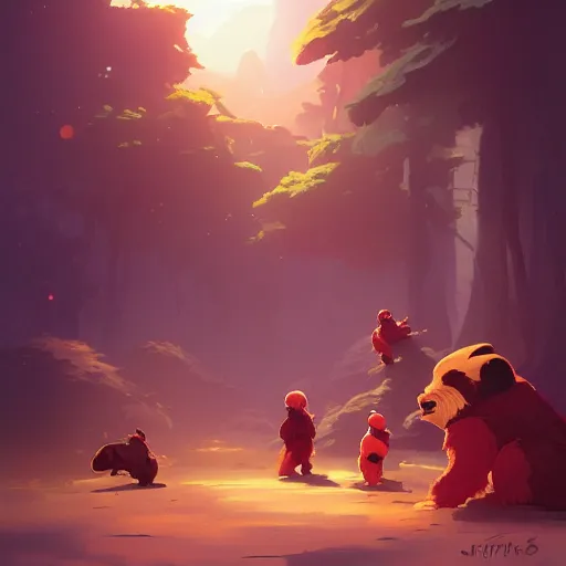 Image similar to hero world ewoks, behance hd by jesper ejsing, by rhads, makoto shinkai and lois van baarle, ilya kuvshinov, rossdraws global illumination