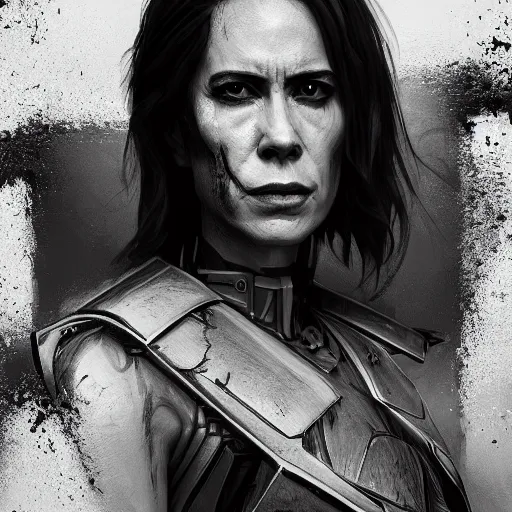 Image similar to sara paulson portrait, dystopia core, apocalyptic, armor, warrior, dramatic, sharp focus, fiction, neon, fantasy, hyper detailed, digital art, trending in artstation, cinematic lighting, studio quality, smooth render, unreal engine 5 rendered, octane rendered, art style and nixeu and wlop and krenz cushart