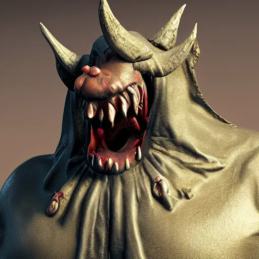 Prompt: disneys goofy demon. eldenring boss, zbrush, arnold render, unrealengine 5, dark souls, horror, extremely detailed