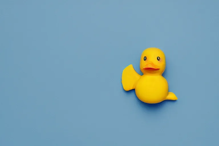 Image similar to a photo of a yellow rubber duck on a background of a blue ocean, front view, close up, photorealistic, 8 k