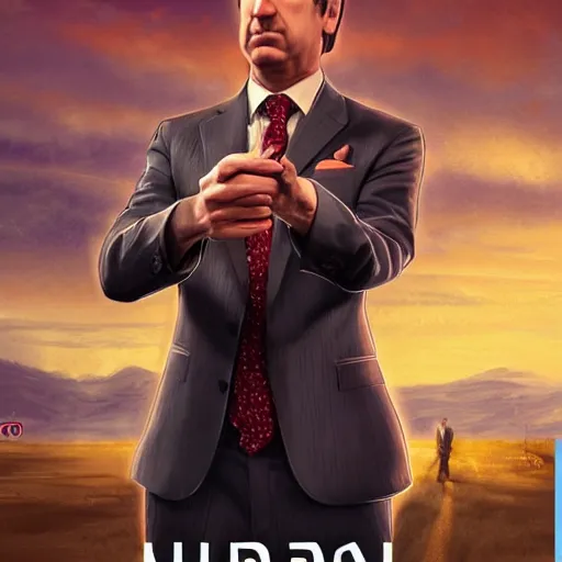 Image similar to saul goodman movie poster, dynamic pose, intricate, elegant, highly detailed centered digital painting artstation concept art smooth sharp focus illustration