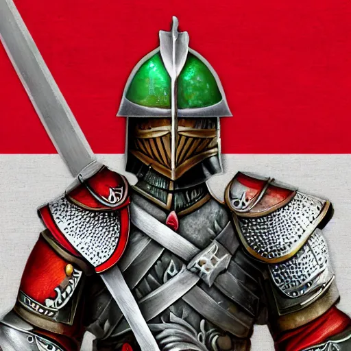 Image similar to detailed swordsman with armour. lithuanian flag present