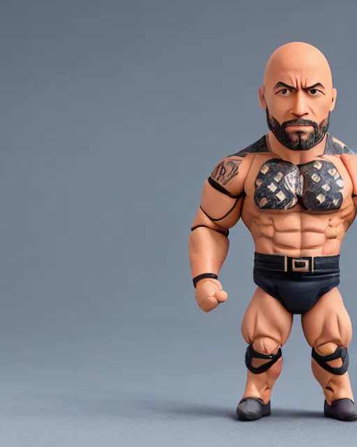 Prompt: full body of dwayne johnson as a nendoroid! ballerina figurine, studio lighting, grey background, no shadow, trending on artstation, 8 k, highly detailed