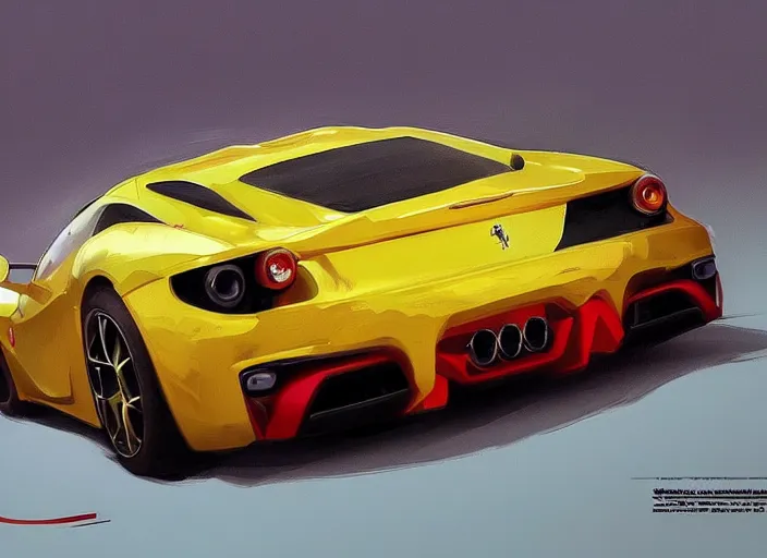 Image similar to concept design of a ferrari for a aaa game, must be made by types of candy the car, oil painting by eren arik and jama jurabaev, extremely detailed, brush hard, artstation, high quality, brush stroke