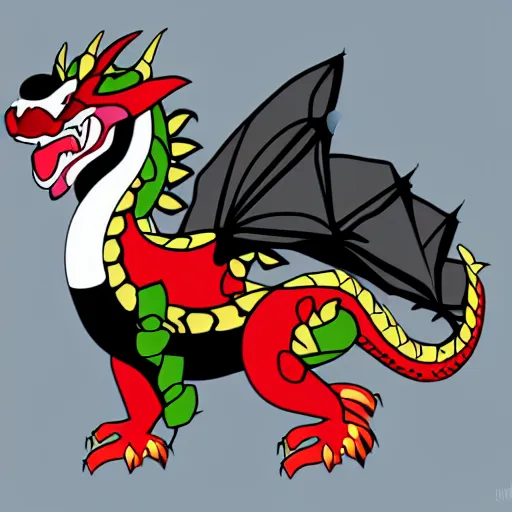 Image similar to vector art of welsh dragon and panda mixed, intercrossed, chimera, adobe illustrator