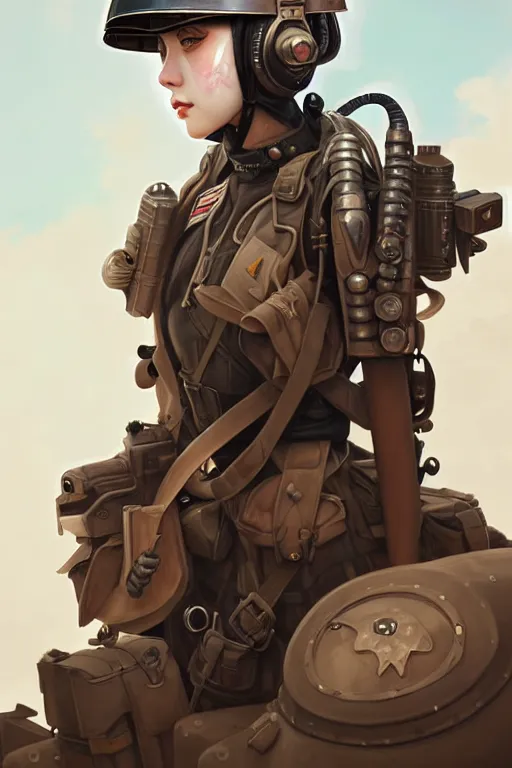 Image similar to portrait of dieselpunk blackpink jisoo soldier girl, helmet, desert, armored, highly detailed, digital painting, face detail, sharp focus, art, illustrations by loish and ayanamikodon and irakli nadar and rossdraws and wlop