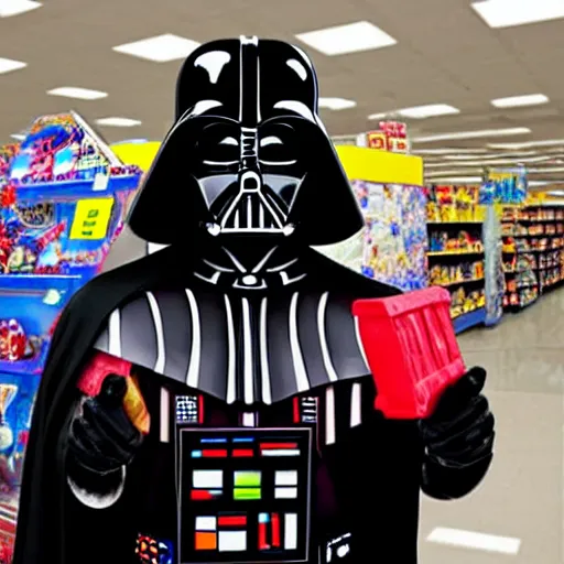 Image similar to Darth Vader shoplifting at Toys R us