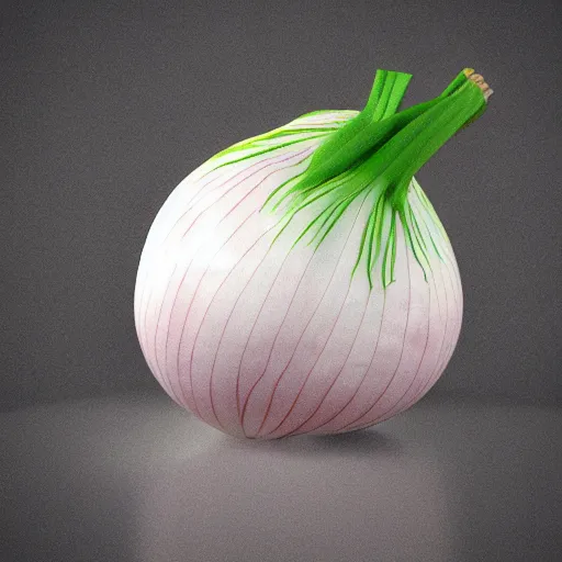 Image similar to 3d render, onion crying art, 2d