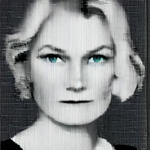 Image similar to 1-bit vintage computer portrait of kirsten dunst