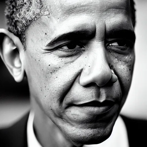 Prompt: portrait of barack obama very sweaty, close up, sharp details. nikon 2 9 mm f / 0. 8, cinelux asa 1 0 0, medium - format print.