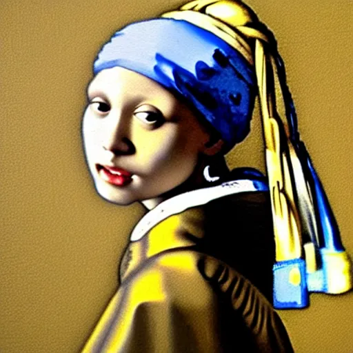 Image similar to The notorious BIG painter as the Girl with a Pearl Earring by Johannes Vermeer