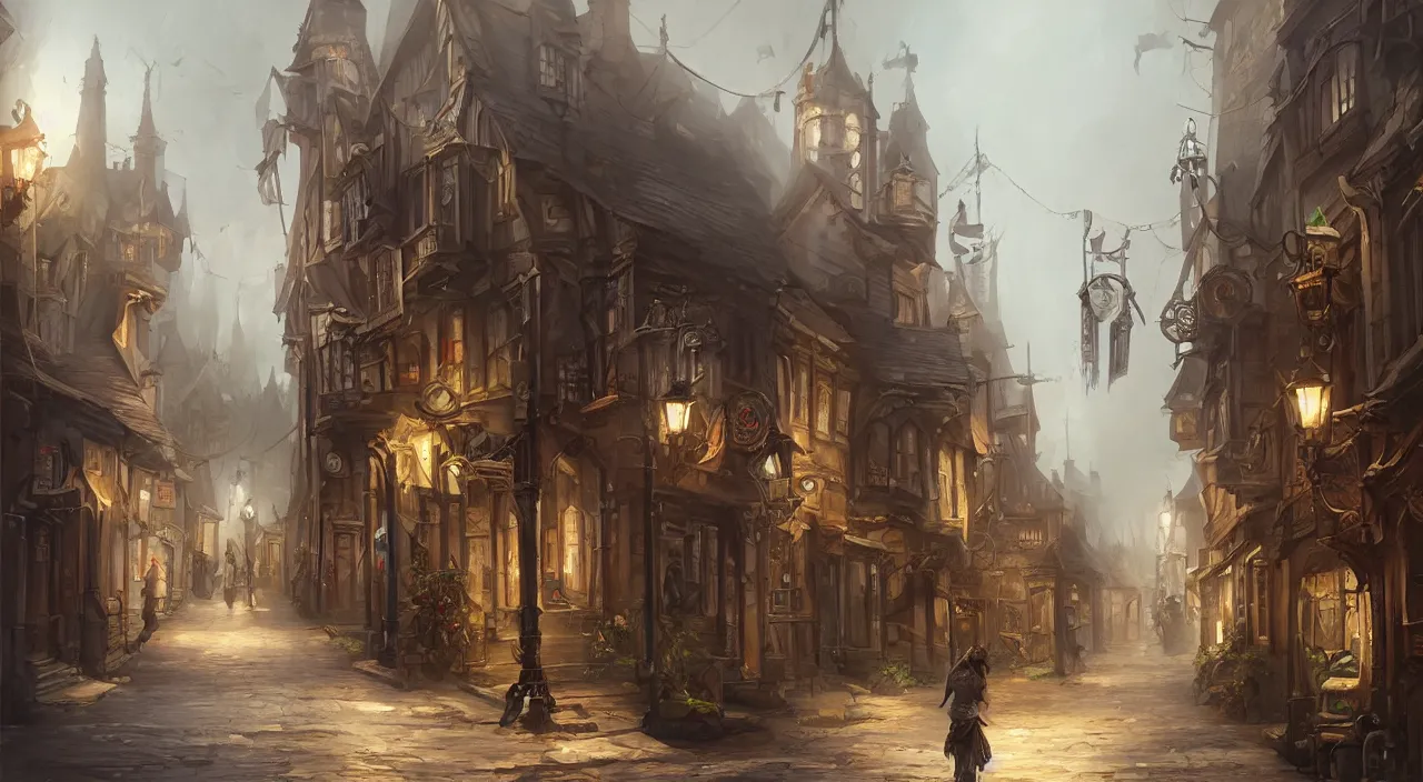 Prompt: the street of victorian east london, concept art by tony sart, digital painting trending on cgsociety