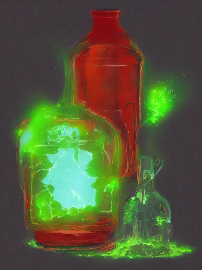 Image similar to close up jug filled with radioactive glowing juices by disney concept artists, blunt borders, rule of thirds