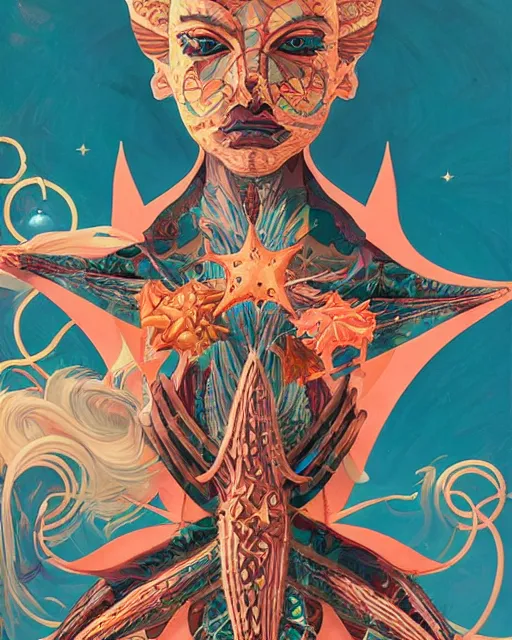 Image similar to Tristan Eaton, victo ngai, peter mohrbacher, artgerm portrait of a symmetrical starfish