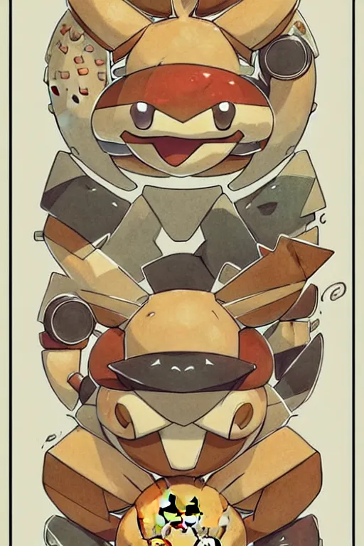 Image similar to design, symmetry, fastfood pokemon, borders, lines, decorations, muted colors, by jean - baptiste monge