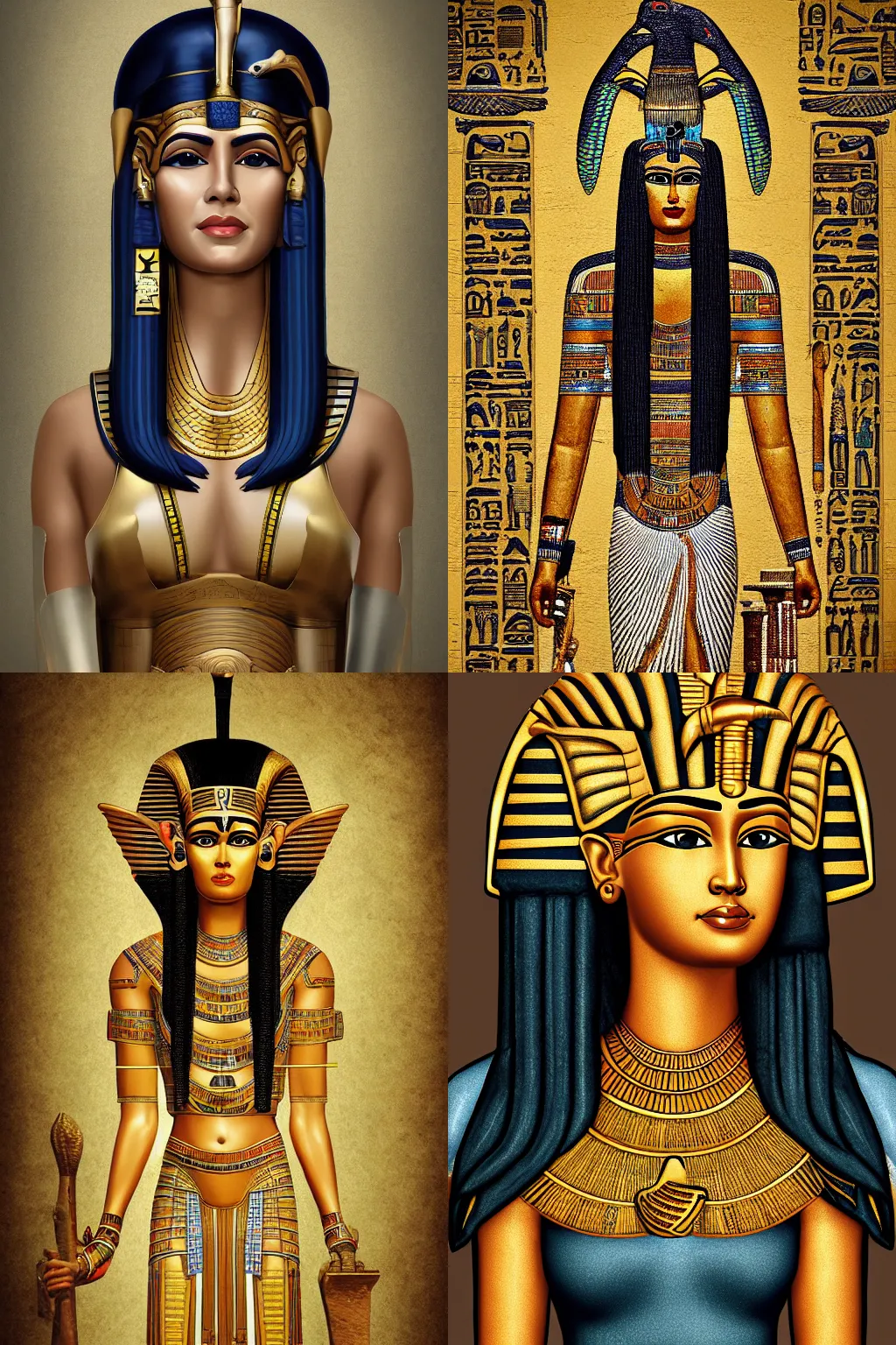 Prompt: A portrait of the ancient Egyptian goddess Isis, trending on ArtStation