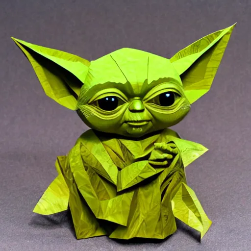 Image similar to cut paper sculpture of baby yoda