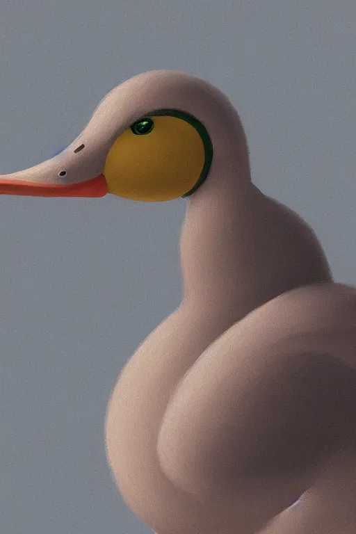 Image similar to cyborg duck concept, detailed, sharp focus, pastel, intricate, realistic, smooth, volumetric lighting, digital painting, by miyazaki