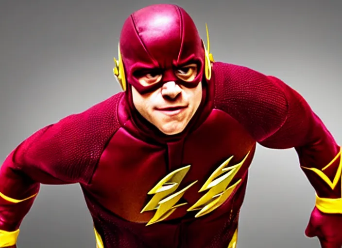 Image similar to film still of danny devito as the flash in the new flash movie, 4 k