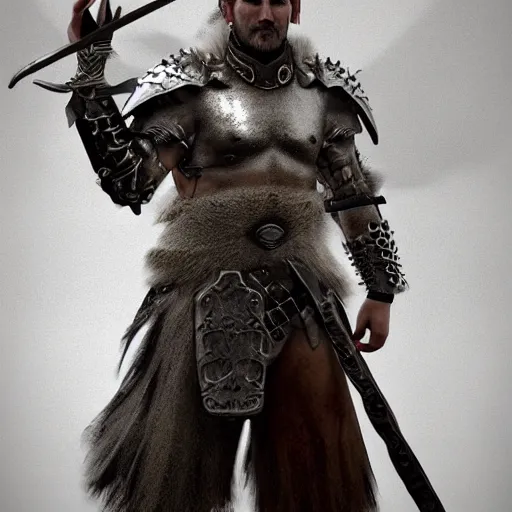 Prompt: stunning 3d render of a hyperrealistic fantasy warrior, male, highly detailed, cinematic