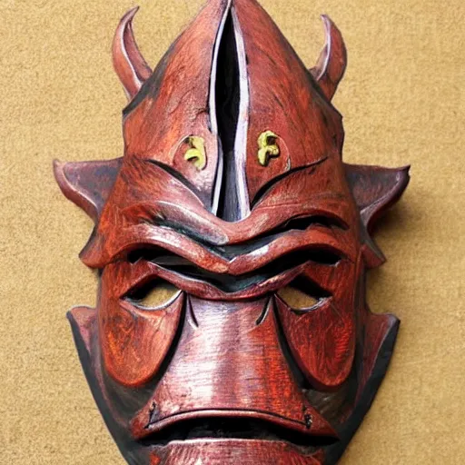 Prompt: dragon priest wooden mask