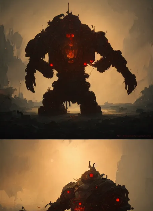 Image similar to a photorealistic dramatic hyperrealistic render of an armored fire golem by wlop, greg rutkowski, alphonse mucha, beautiful dynamic dramatic dark moody lighting, shadows, cinematic atmosphere, artstation, concept design art, octane render, 8 k