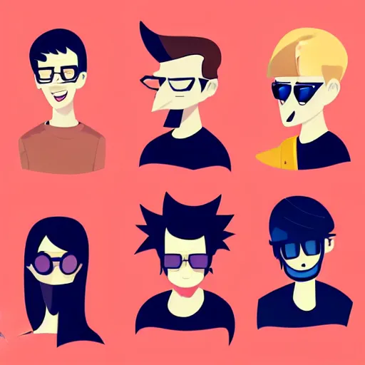 Prompt: 2 d character design, music group, vector art, digital art, portrait, 4 k, 8 k, sharp focus, smooth, illustration, concept art, pop band