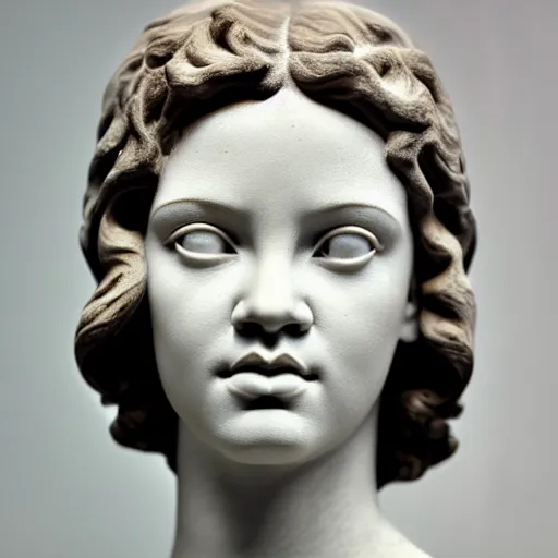 Image similar to rihanna face, ancient greek sculpture, white marble, ultra realistic, studio photo, 5 0 mm, detailed.