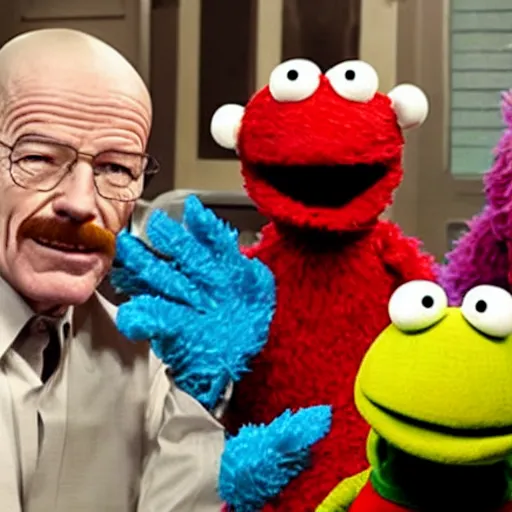 Prompt: Walter White in sesame street