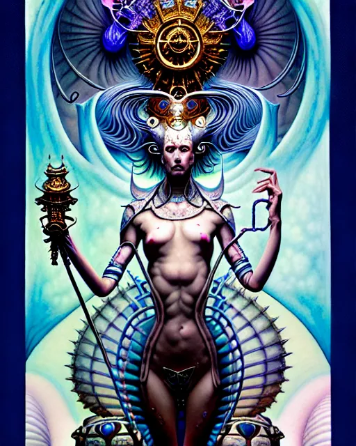 Image similar to the empress tarot card, fantasy character portrait made of fractals, ultra realistic, wide angle, intricate details, the fifth element artifacts, highly detailed by peter mohrbacher, hajime sorayama, wayne barlowe, boris vallejo, aaron horkey, gaston bussiere, craig mullins