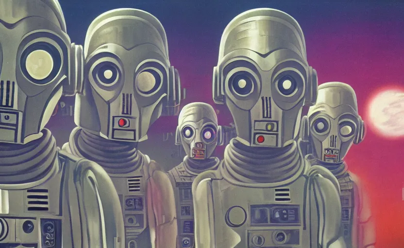 Prompt: the cybermen invade, doctor who, beautiful retro art, no blur, 4 k resolution, ultra detailed, roger dean,