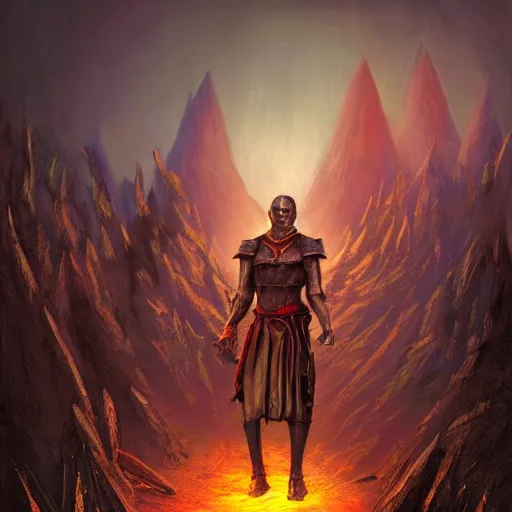 Image similar to Bright, colorful, realistic dark gritty individual elder scrolls morrowind dagoth ur full body backlighting, kodachrome, high contrast, highly detailed, sharp focus, digital painting, concept art, illustration, trending on artstation, comic book by Alex Ross cover art