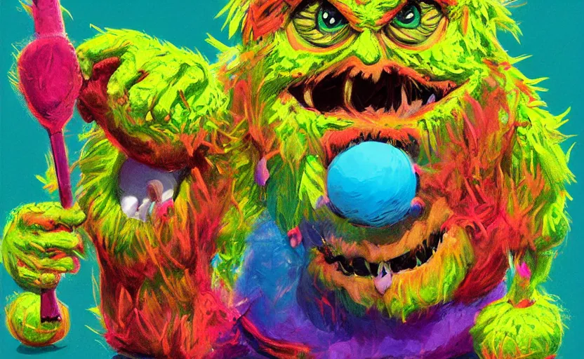 Image similar to a tennis ball monsters, colorful, digital art, fantasy, magic, chalk, trending on artstation, ultra detailed, professional illustration by basil gogos