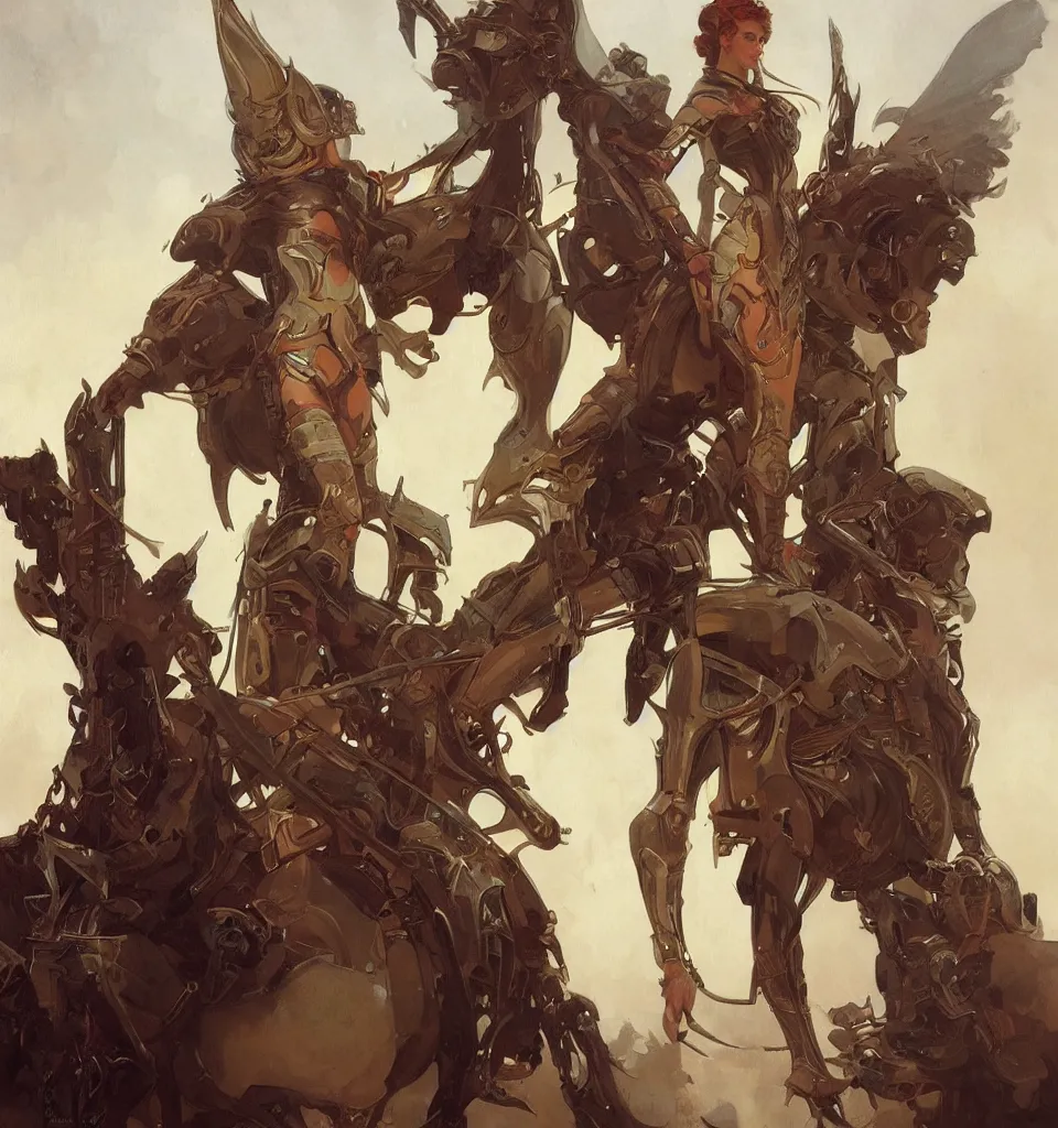 Image similar to splendid tall slavian queen warrior cyborg, mucha, ingres, greg rutkowski