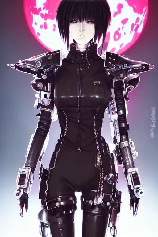 Image similar to portrait Anime goth cyberpunk girl mechanical armor, blame, cute-fine-face, black-hair pretty face, realistic shaded Perfect face, fine details. Anime. Warhammer 40000, realistic shaded lighting by Ilya Kuvshinov katsuhiro otomo ghost-in-the-shell, magali villeneuve, artgerm, rutkowski, WLOP Jeremy Lipkin and Giuseppe Dangelico Pino and Michael Garmash and Rob Rey and Tsutomu Nihei