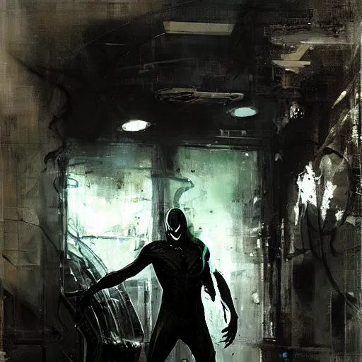 Prompt: venom symbiote painter by jeremy mann