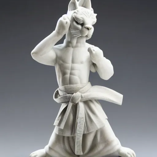 Image similar to marble statue of a karate cat