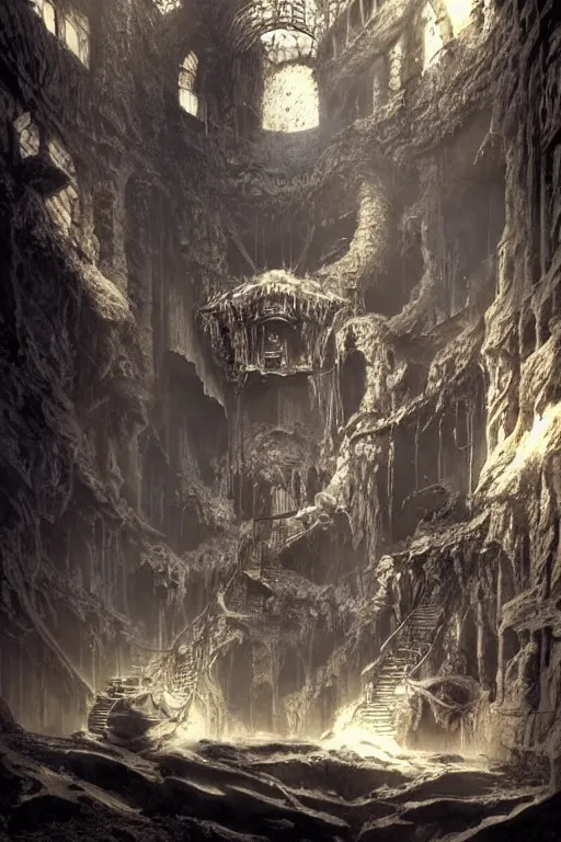 Prompt: the most amazing dream you ever had about a fantasy dungeon, hyper realistic, concept art, intricate, hyper detailed, smooth, ambient volumetric lighting, high contrast, vibrant, hd, octane, jim burns, moebius!!!
