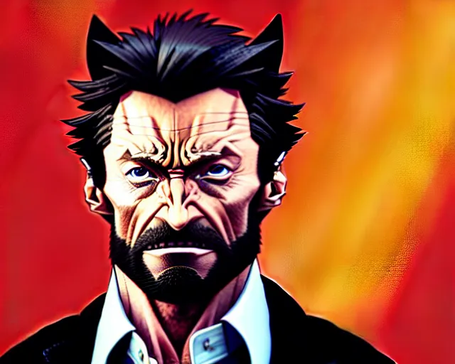 Image similar to hugh jackman as wolverine from logan, hyper - realistic, gta v cover art, cel shading, sharp focus, intricate, detailed, rhads, andreas rocha, makoto shinkai, lois van baarle, ilya kuvshinov, greg rutkowski, dynamic lighting, grunge aesthetic, 4 k