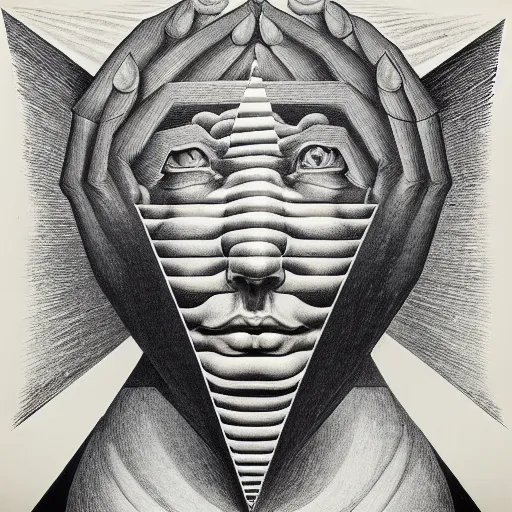 Image similar to lithography on paper secret conceptual figurative post - morden monumental dynamic portrait drawn by william blake and escher and hogarth, inspired by magritte, illusion surreal art, highly conceptual figurative art, intricate detailed illustration, controversial poster art, polish poster art, geometrical drawings, no blur