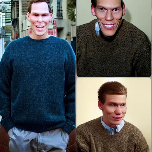 Image similar to A photograph of Jerma985 with short hair who looks like Jerma985 wearing a sweater in the 2010s, Jerma985, looks like Jerma985, taken in the late 2010s, taken on a 2010s Camera, realistic, hyperrealistic, very realistic, highly detailed, very detailed, extremely detailed, detailed, digital art, trending on artstation, headshot and bodyshot, detailed face, very detailed face, very detailed face