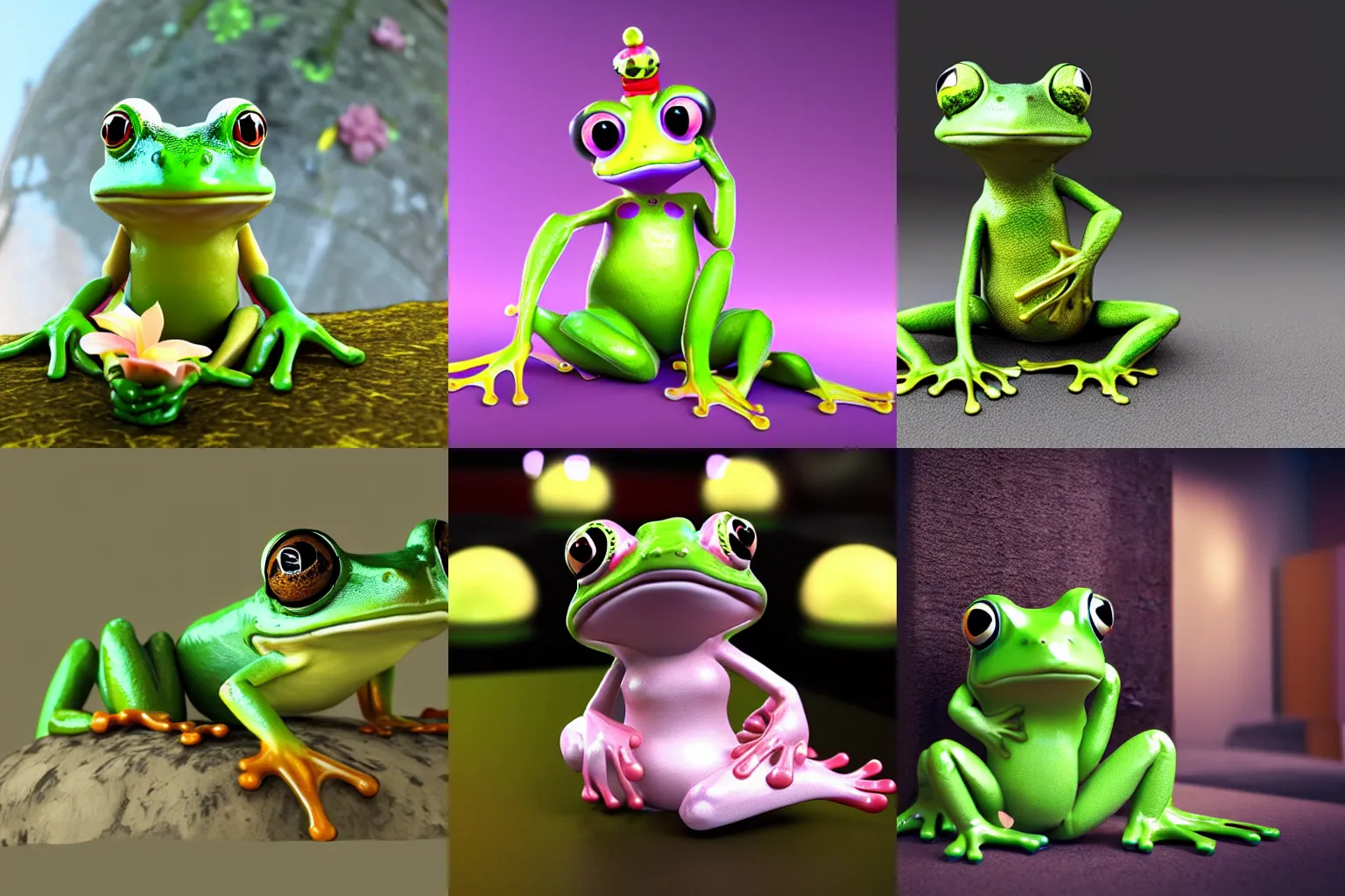 Prompt: cute frog princess, octane render, trending