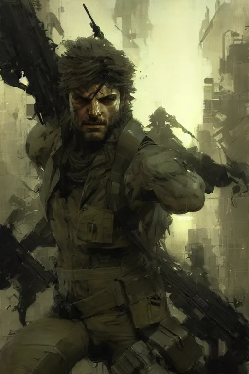 Image similar to solid snake, metal gear, painting by gaston bussiere, craig mullins, greg rutkowski, yoji shinkawa