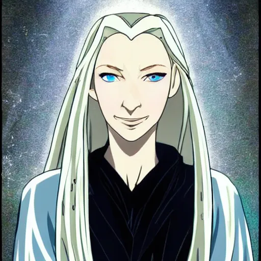 Prompt: cate blanchett as galadriel in anime style