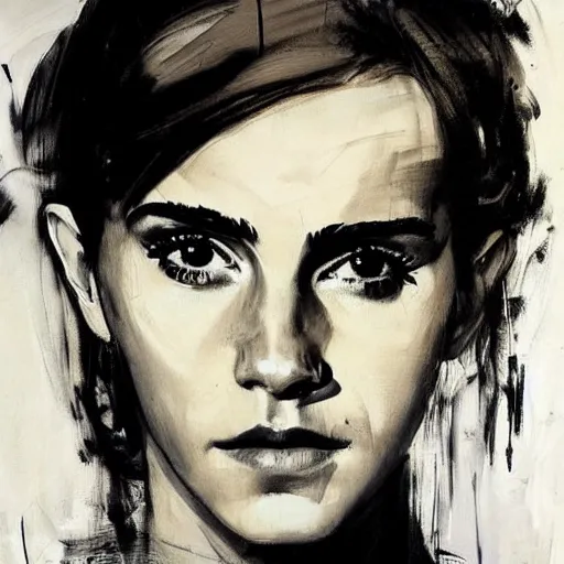 Image similar to portrait of emma watson, artwork by guy denning,