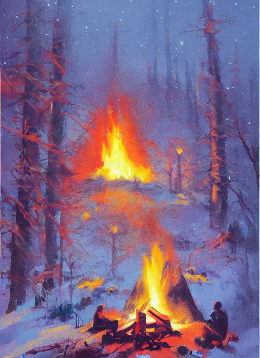 Image similar to cozy camp fire by paul lehr