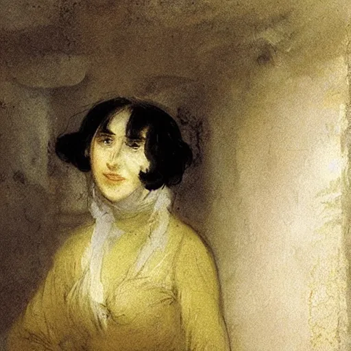 Image similar to morgana from the house in fata morgana, smiling, painted by joseph mallord william turner